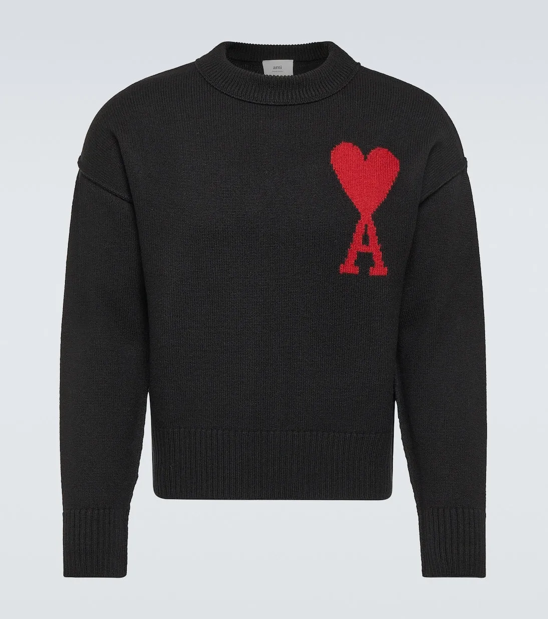 Ami Paris natural wool ami de cœur sweater, black
