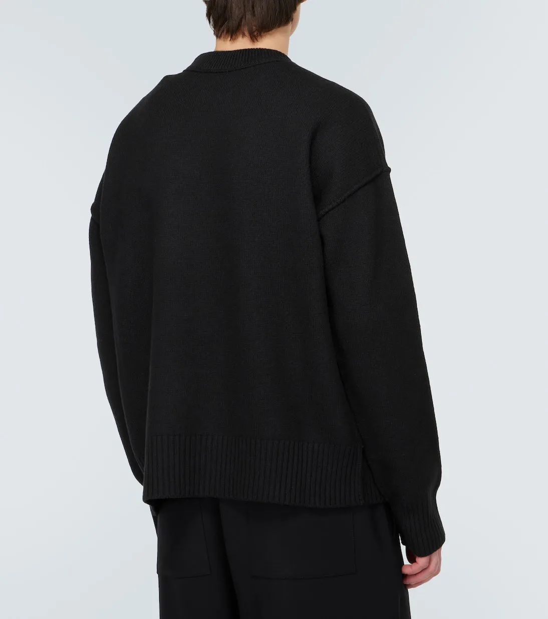 Ami Paris natural wool ami de cœur sweater, black