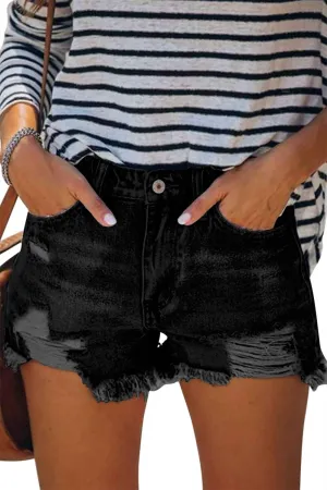 Angerella Women's Denim Shorts Mid Rise Ripped Jean Short