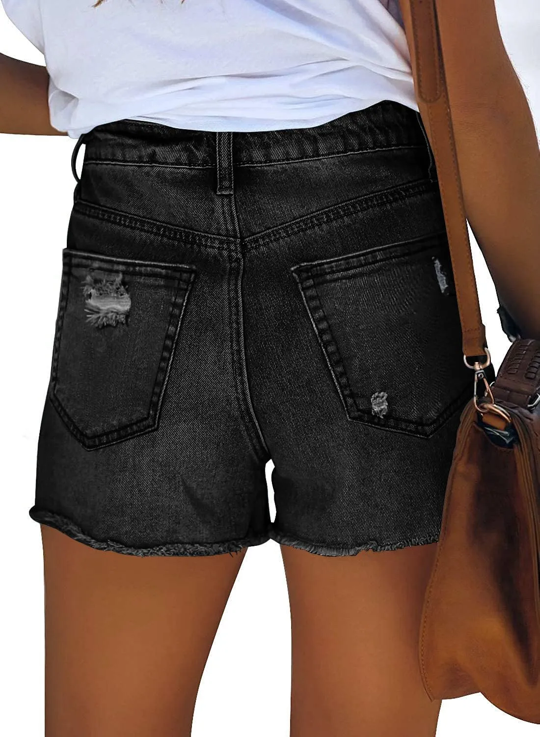 Angerella Women's Denim Shorts Mid Rise Ripped Jean Short