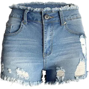 Aodrusa Womens Ripped Denim Shorts Mid Waist Sexy Short Cutoff Distressed