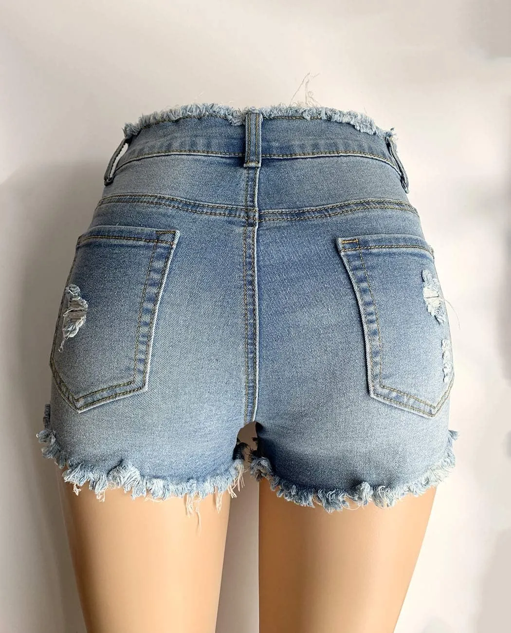 Aodrusa Womens Ripped Denim Shorts Mid Waist Sexy Short Cutoff Distressed