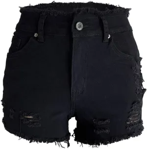 Aodrusa Womens Ripped Denim Shorts Mid Waist Sexy Short Cutoff Distressed