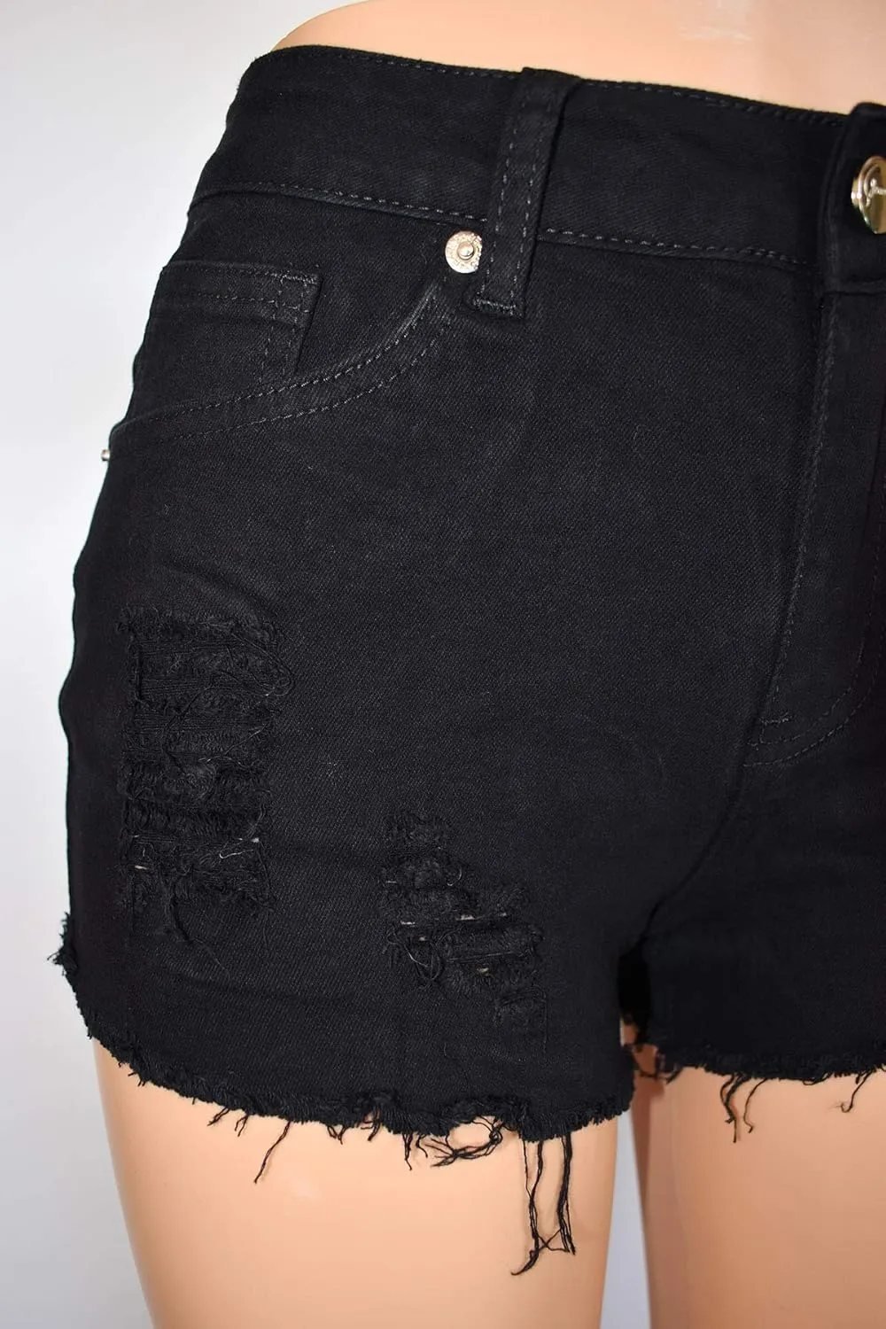 Aodrusa Womens Ripped Denim Shorts Mid Waist Sexy Short Cutoff Distressed