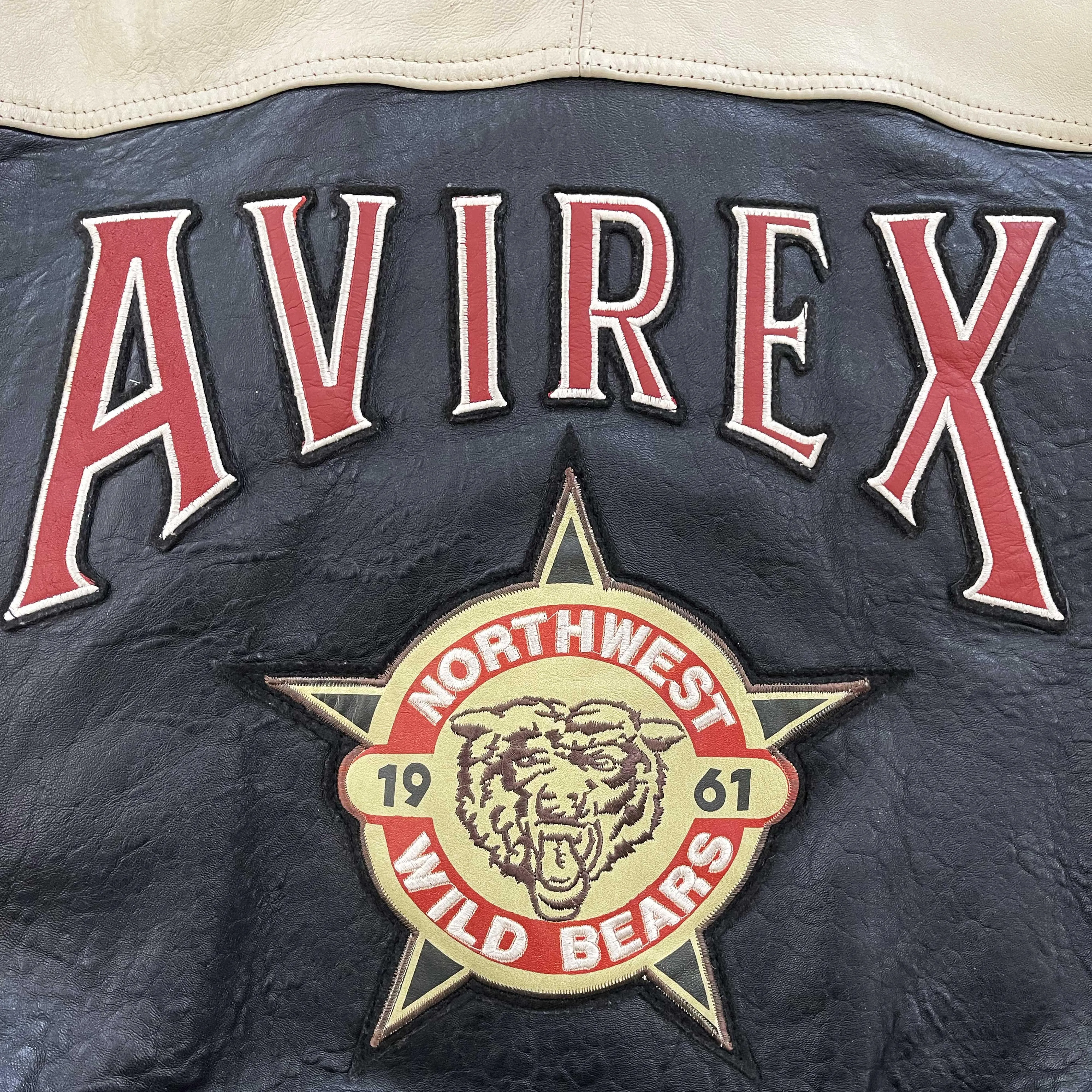 Avirex Wildbears Leather Varsity Jacket - M