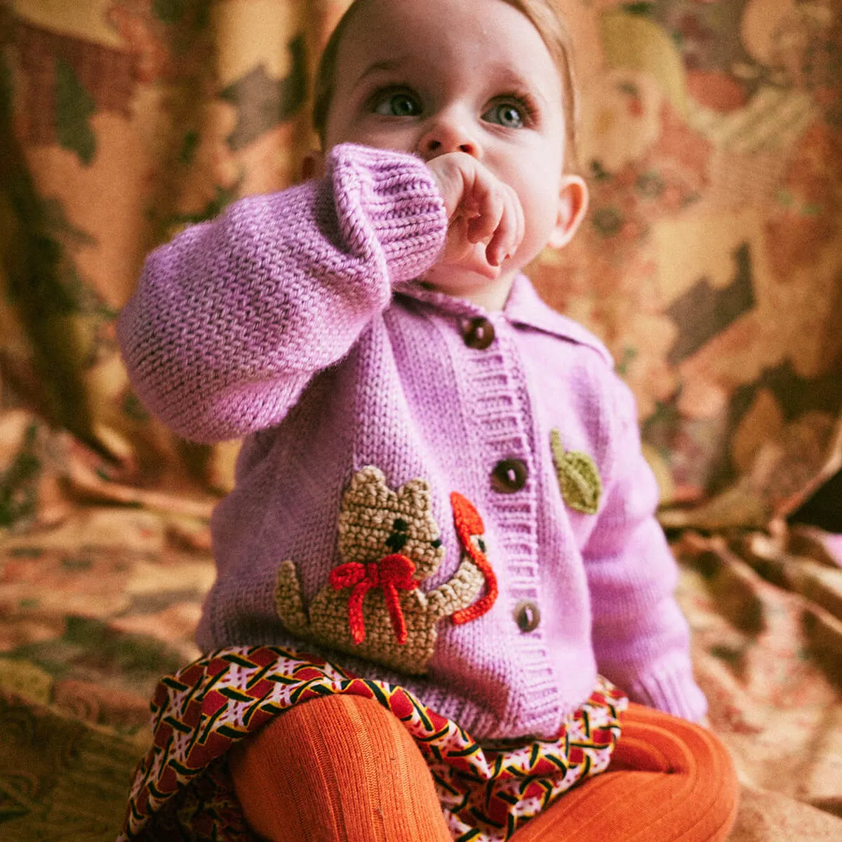 Baby Meadow Motley Cardigan in Pink Lilac by Misha & Puff