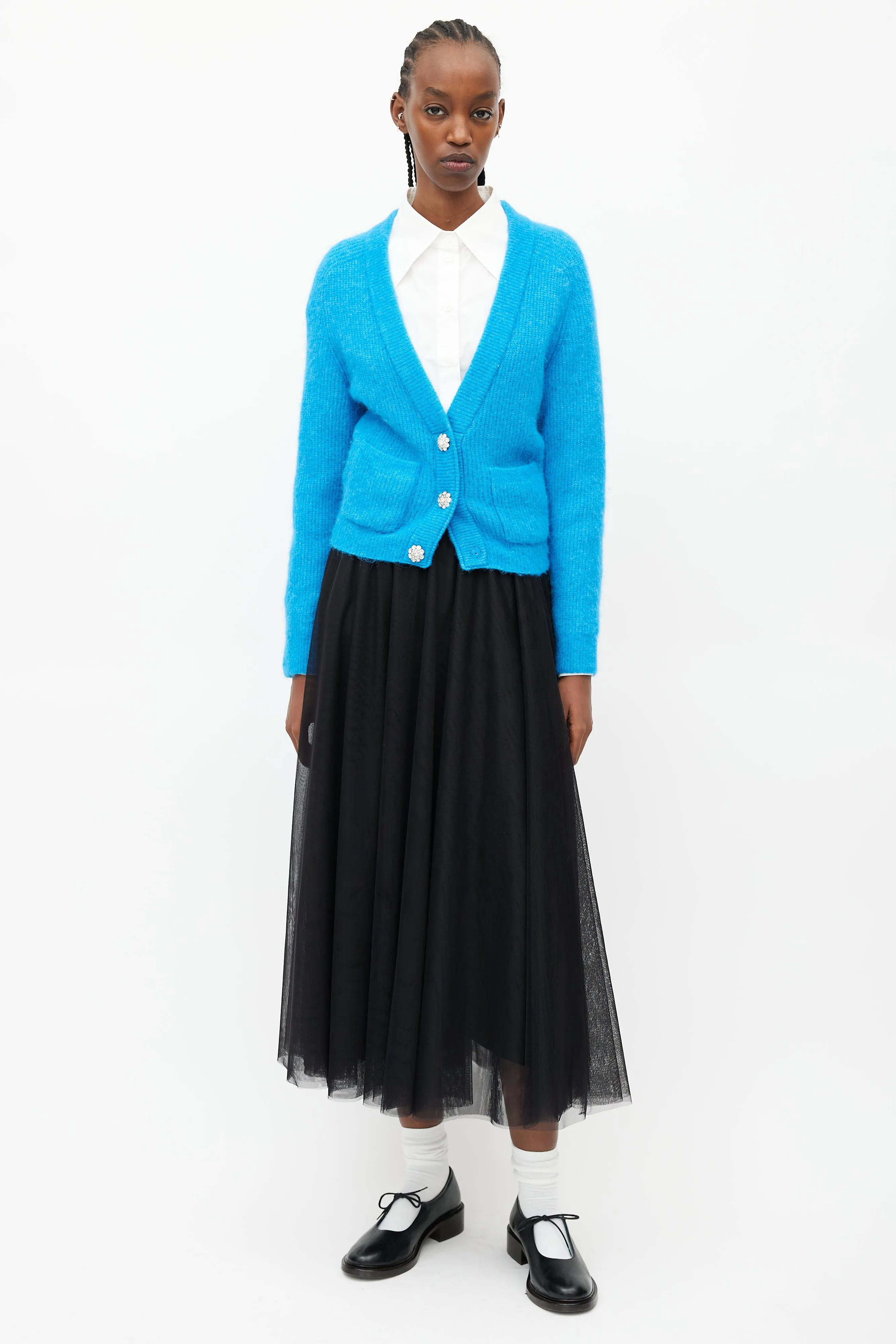 Blue Wool Jewel Cardigan