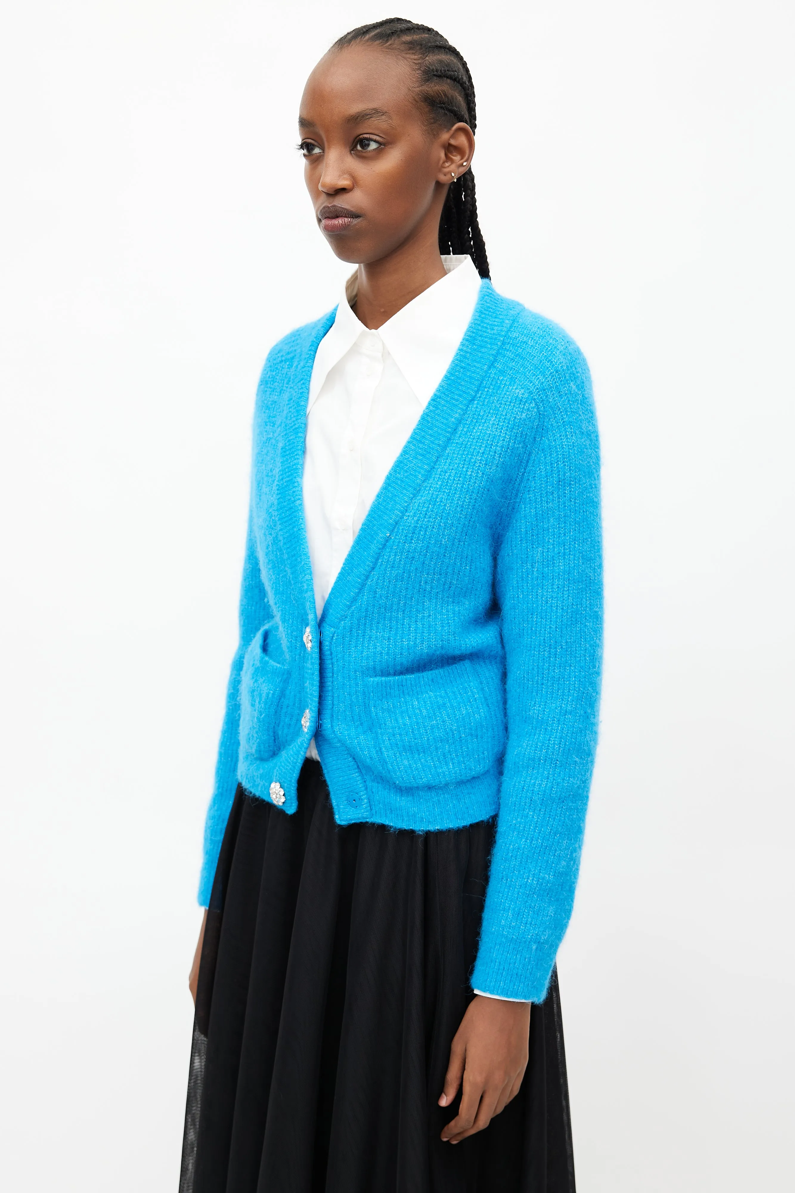 Blue Wool Jewel Cardigan