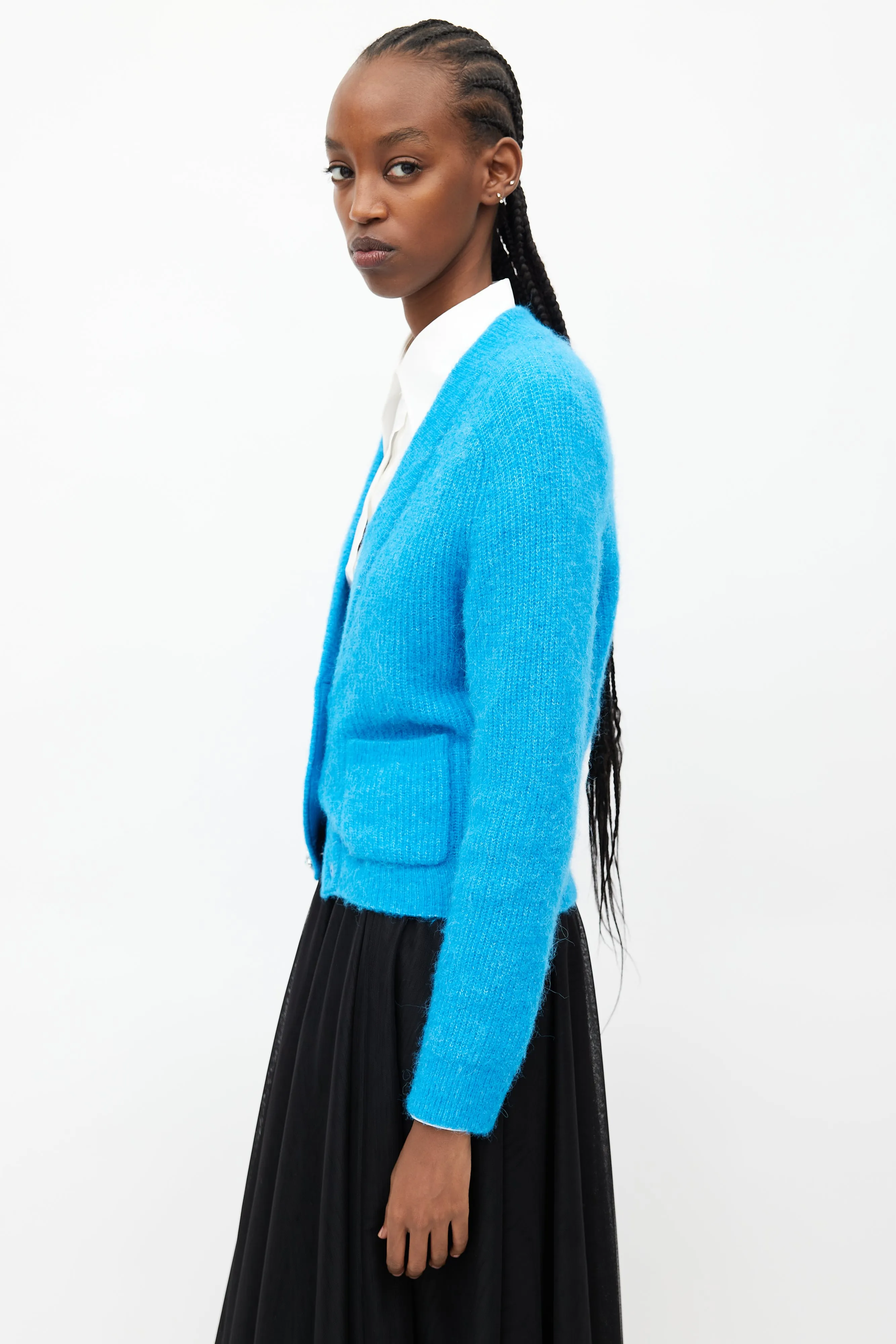 Blue Wool Jewel Cardigan