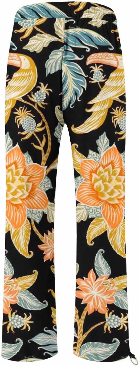 Boho Pants for Women Linen Palazzo Pants 2025 Summer High Waisted Boho Wide Leg Lounge Pant Trousers with Pocket