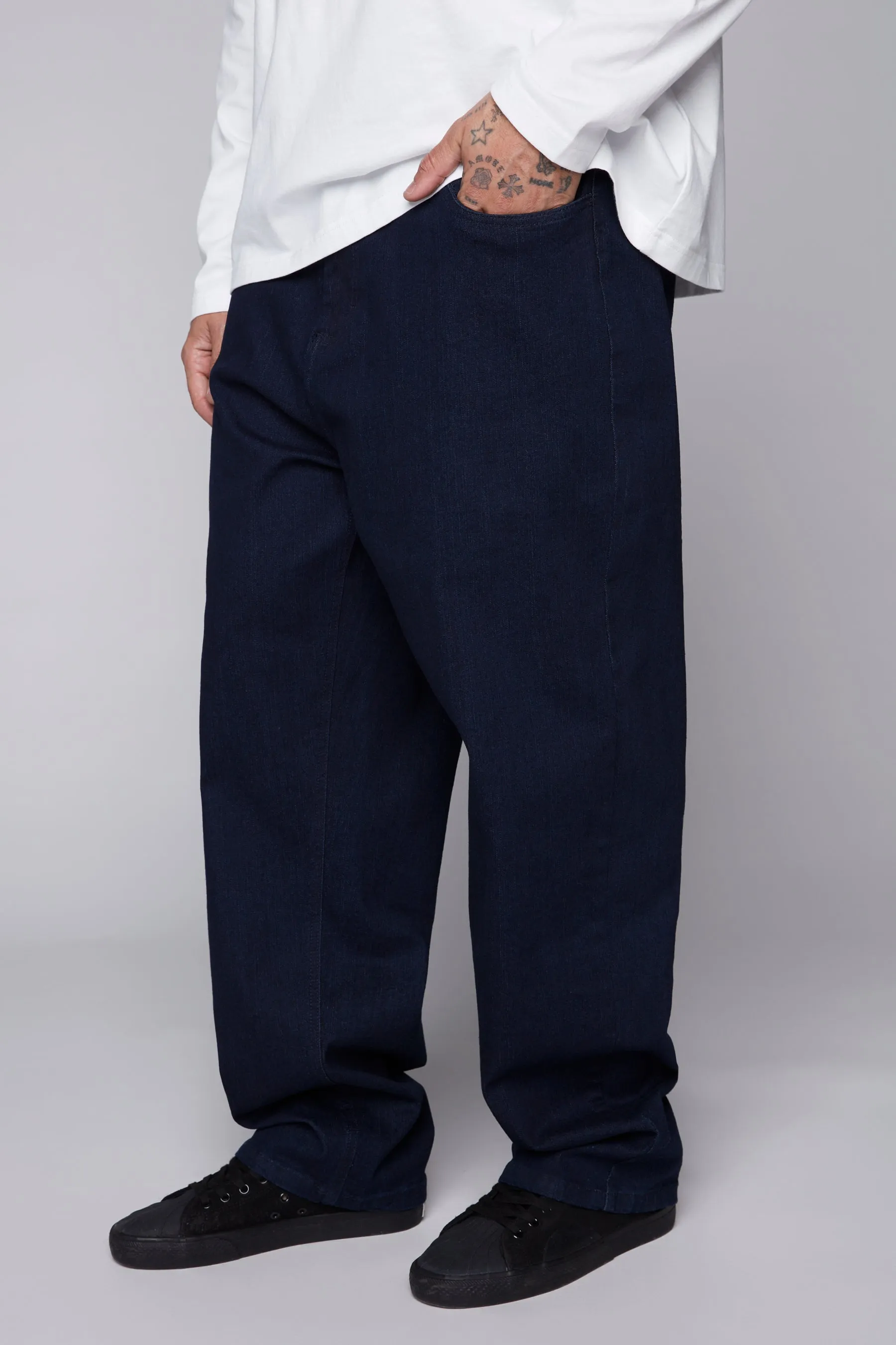 BOYCHIK - 5 Pocket Loose Fit Pant - Blue Black Denim