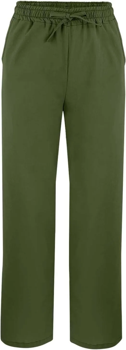 Cottin Linen Womens High Waist Casual Pants Relax Fit Drawstring Elastic Waist with Pockets Leg Lounge Summer Outfits