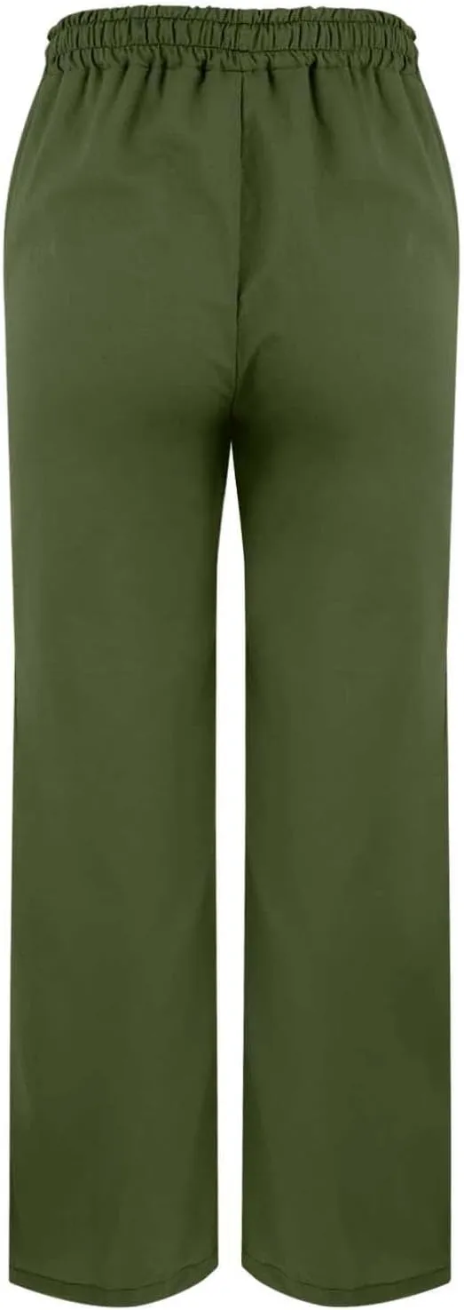 Cottin Linen Womens High Waist Casual Pants Relax Fit Drawstring Elastic Waist with Pockets Leg Lounge Summer Outfits