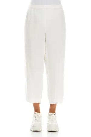 Cropped Off White Linen Trousers