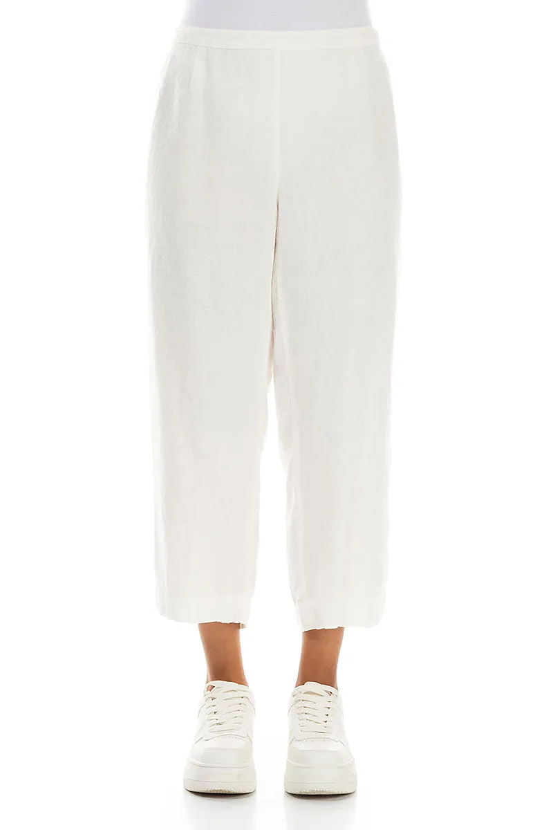 Cropped Off White Linen Trousers