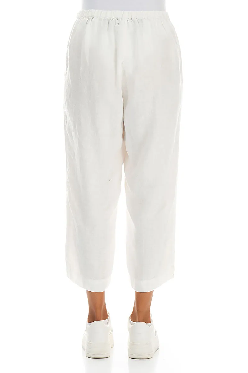 Cropped Off White Linen Trousers