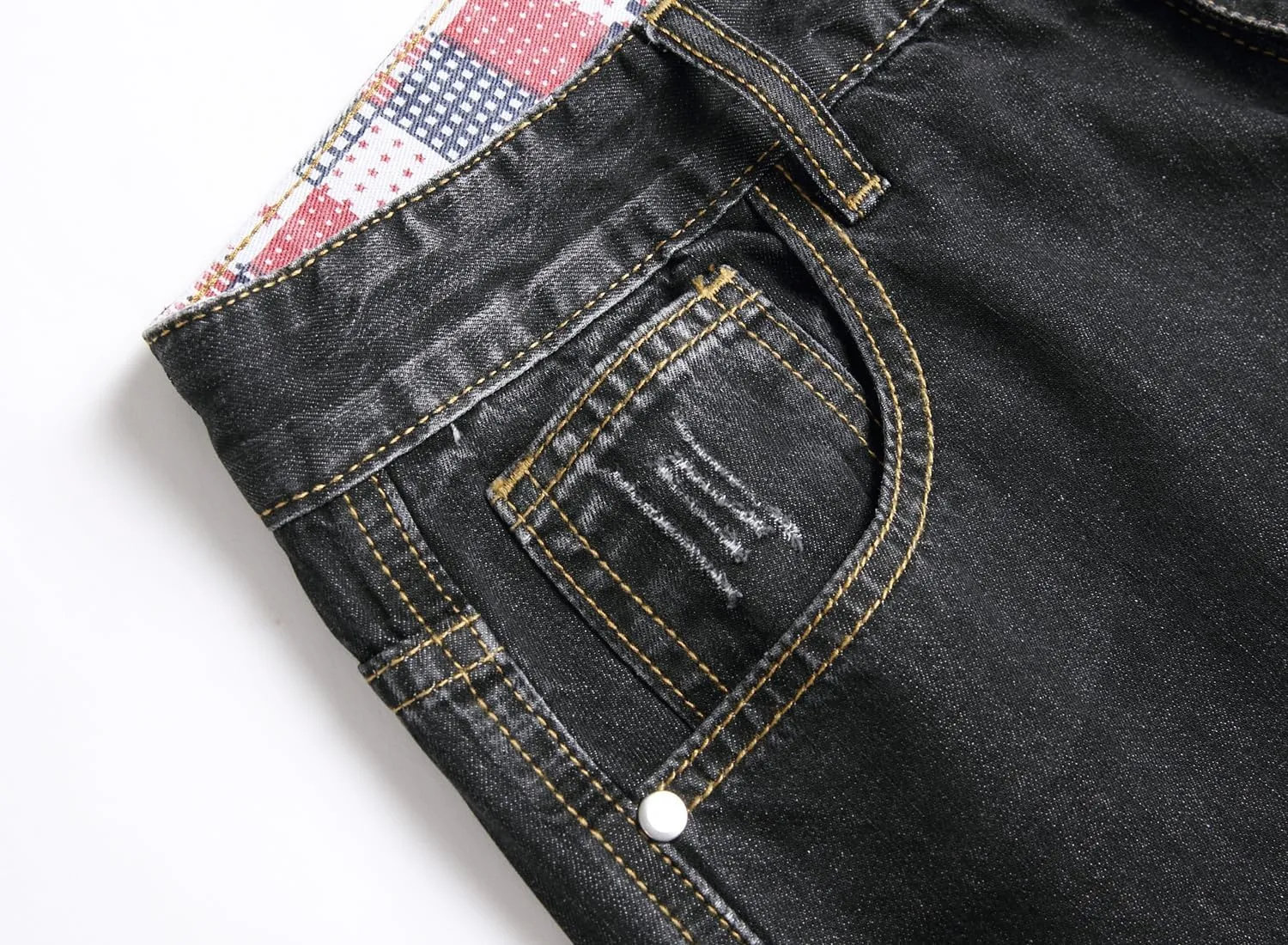 Enrica Men's Casual Printed Regular Fit Ripped Denim Shorts