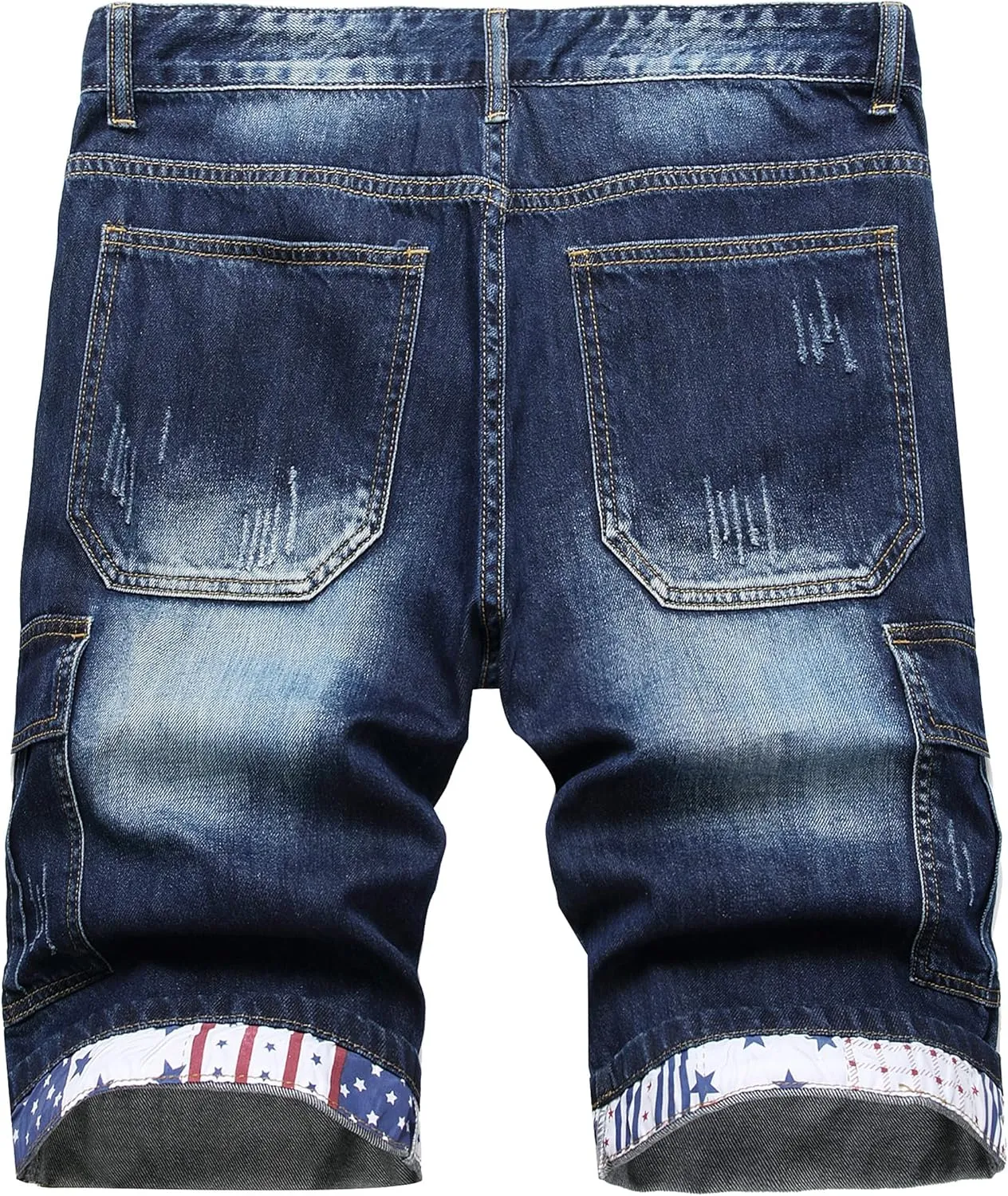 Enrica Men's Casual Printed Regular Fit Ripped Denim Shorts