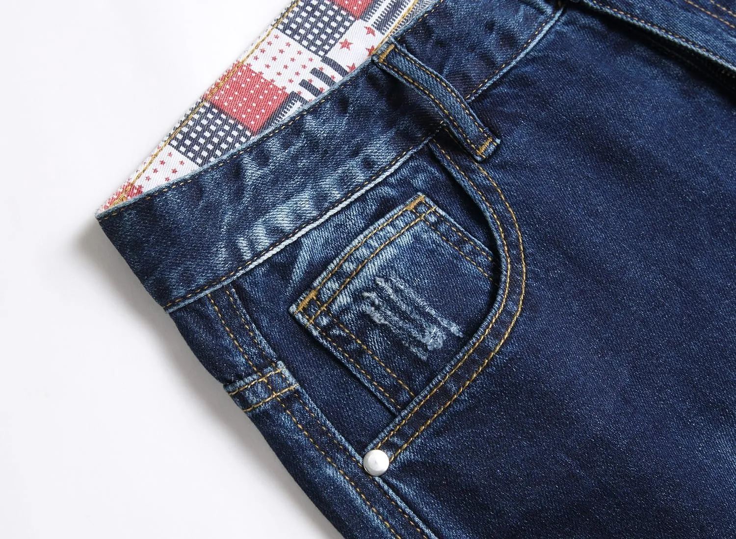 Enrica Men's Casual Printed Regular Fit Ripped Denim Shorts