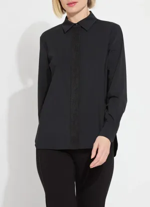 Final Sale Connie Micro Beaded Button Down Shirt in Black - Lysse 23-3433-M3