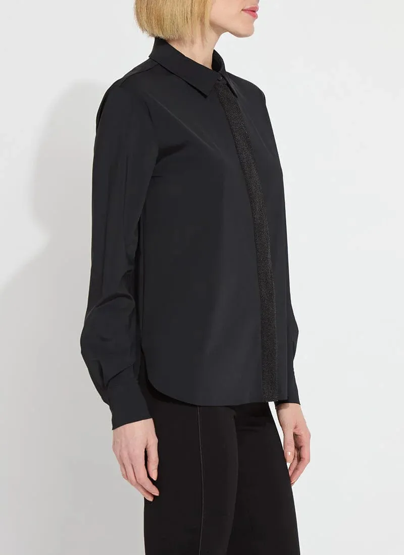 Final Sale Connie Micro Beaded Button Down Shirt in Black - Lysse 23-3433-M3
