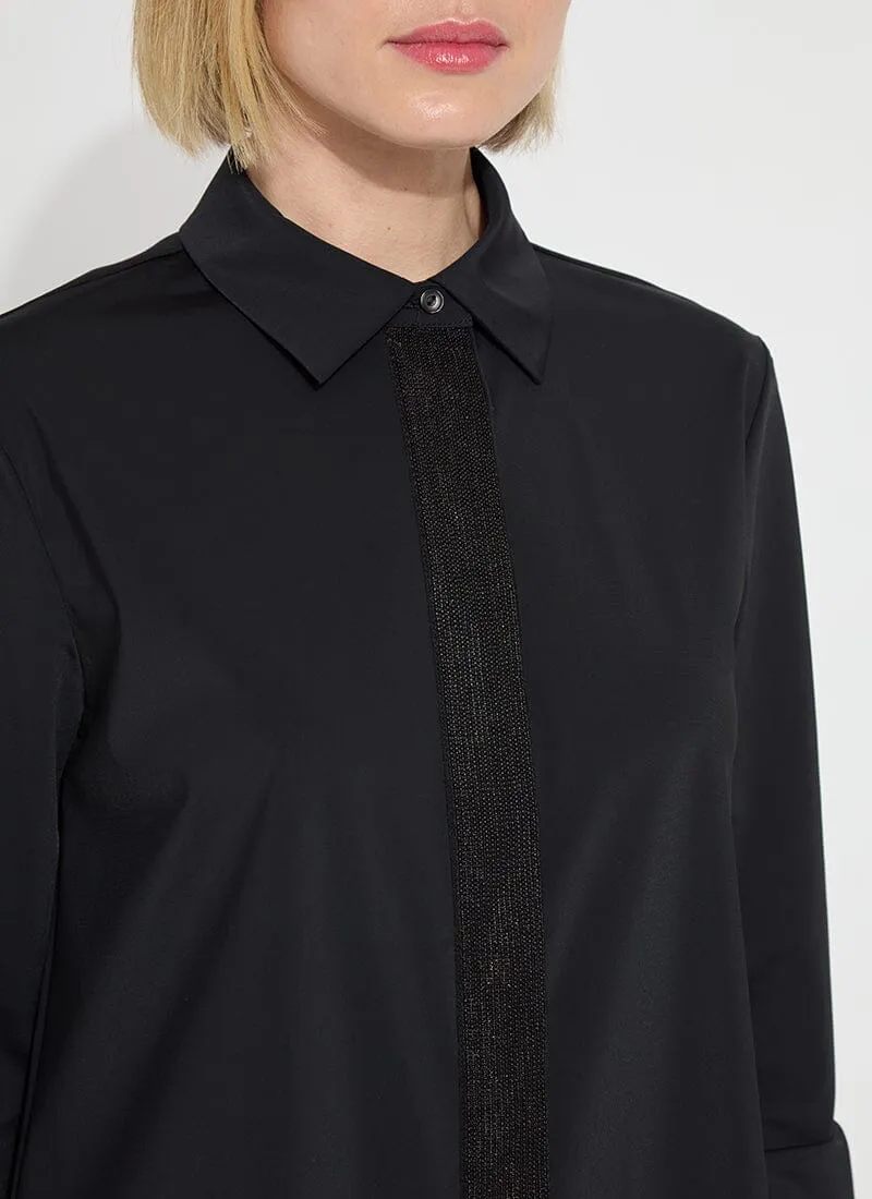 Final Sale Connie Micro Beaded Button Down Shirt in Black - Lysse 23-3433-M3