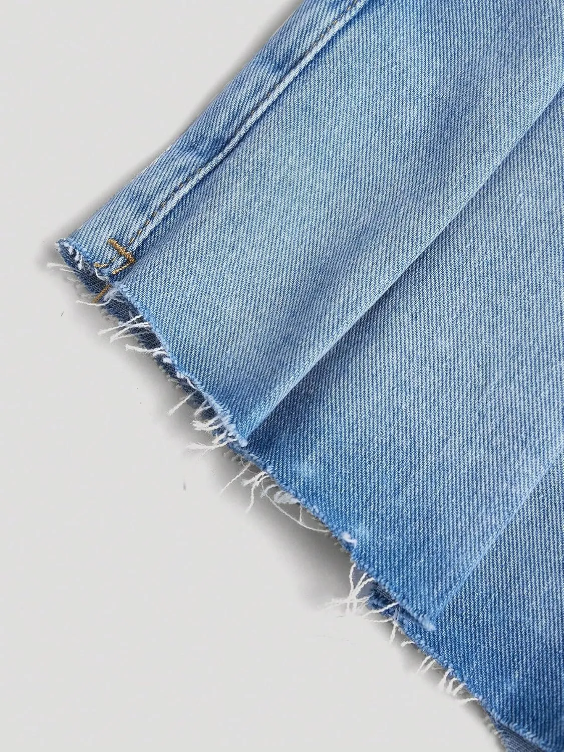 Floerns Girls Pleated Panel Wrap Asymmetrical Hem Skorts Denim Shorts