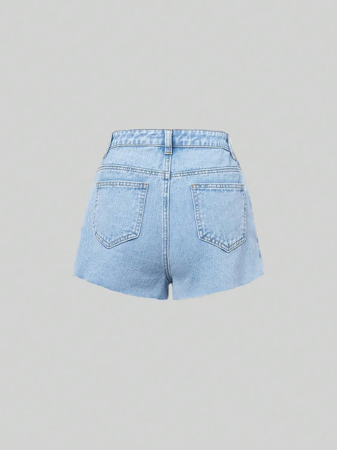 Floerns Girls Pleated Panel Wrap Asymmetrical Hem Skorts Denim Shorts