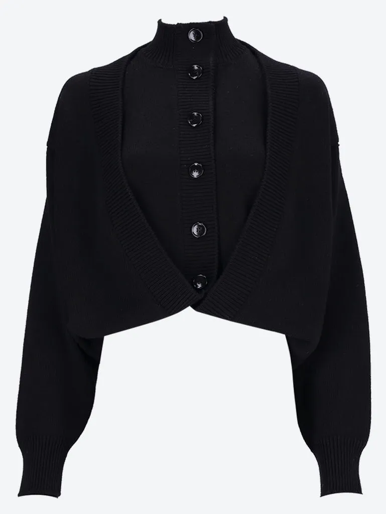 Folded knit cardigan
