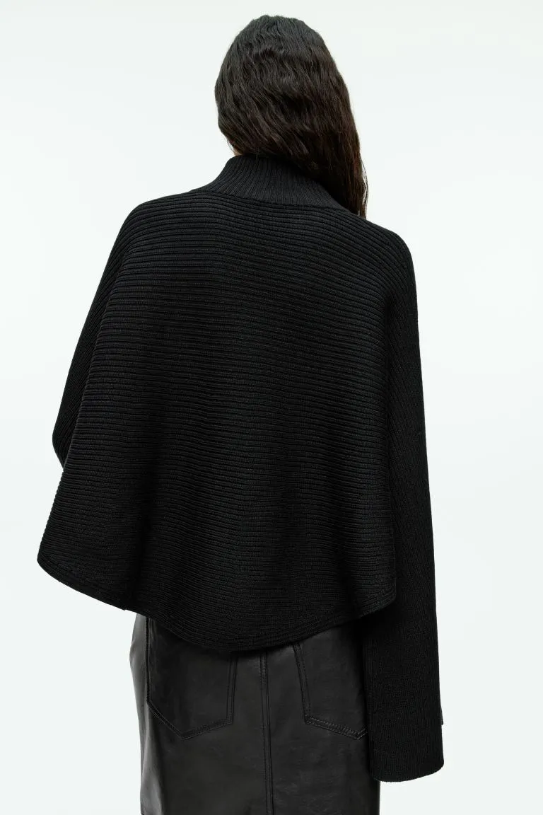 H&M cotton and wool short sweater, black