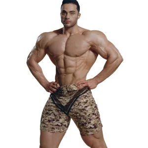 IFBB 15inch Mensphysique Board-Shorts Posing Trunks Competition (Desert) (30)