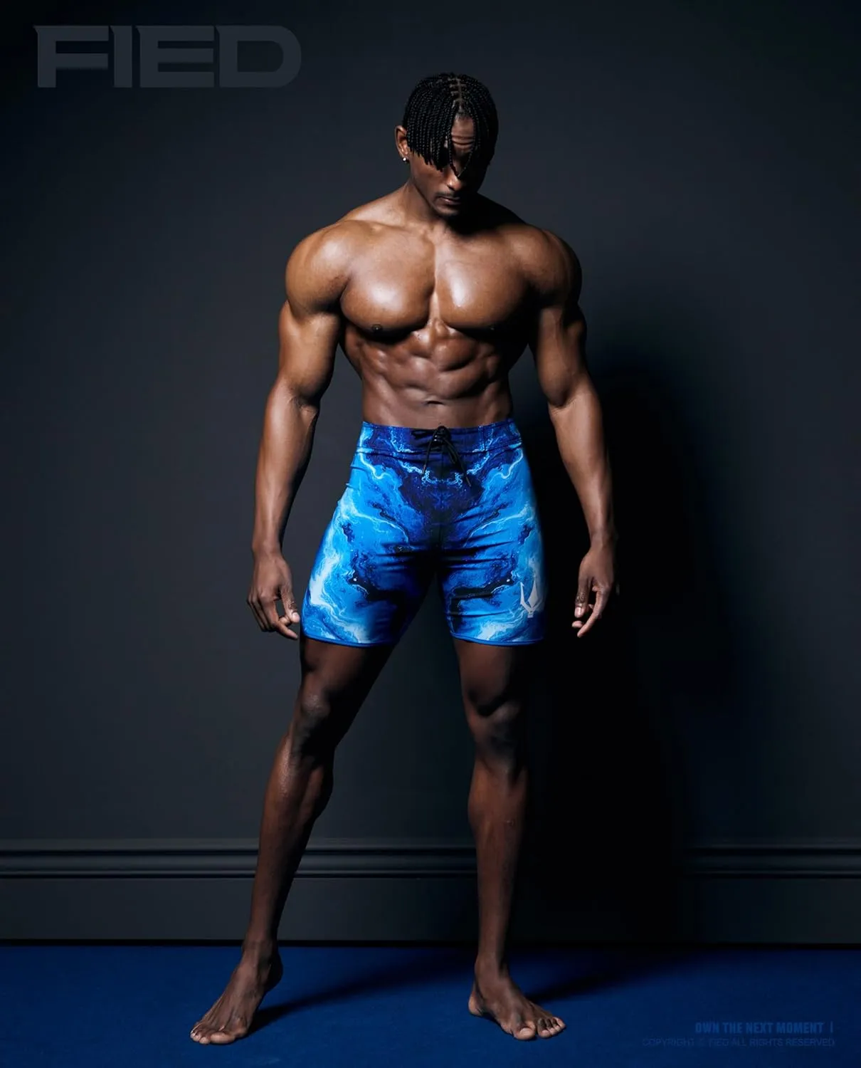 IFBB 15inch Mensphysique Board-Shorts Posing Trunks Competition (Hellfire Blue)