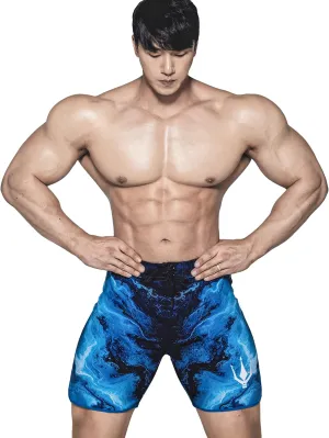 IFBB 15inch Mensphysique Board-Shorts Posing Trunks Competition (Hellfire Blue)