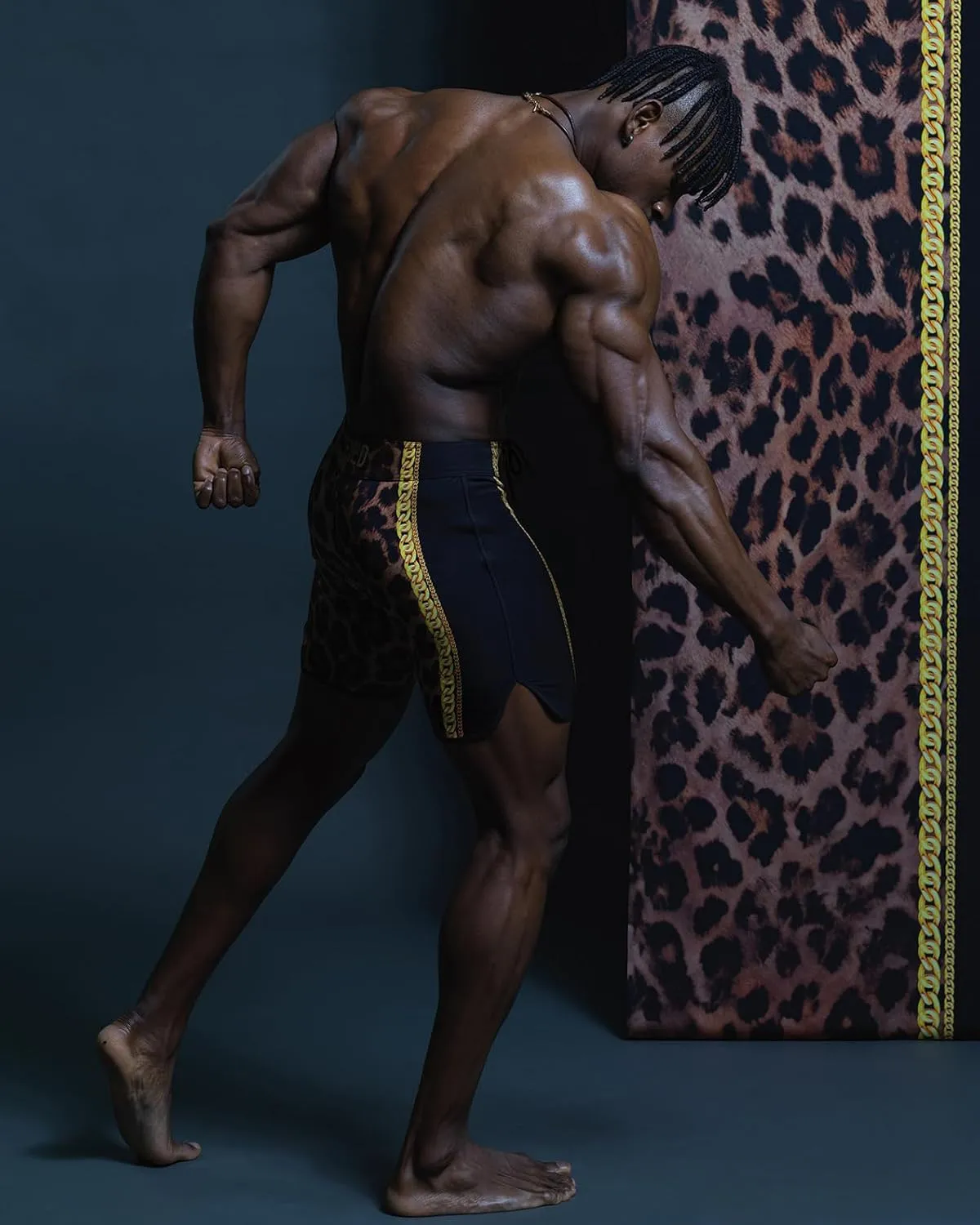 IFBB 15inch Mensphysique Board-Shorts Posing Trunks Competition (Jaguar_Black)