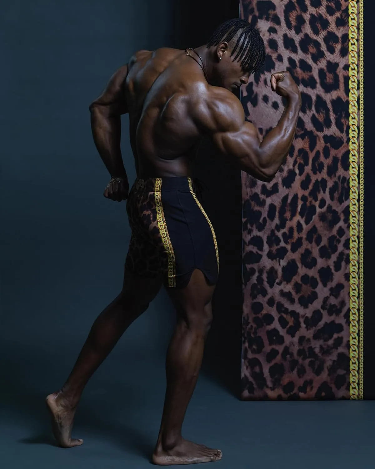 IFBB 15inch Mensphysique Board-Shorts Posing Trunks Competition (Jaguar_Black)