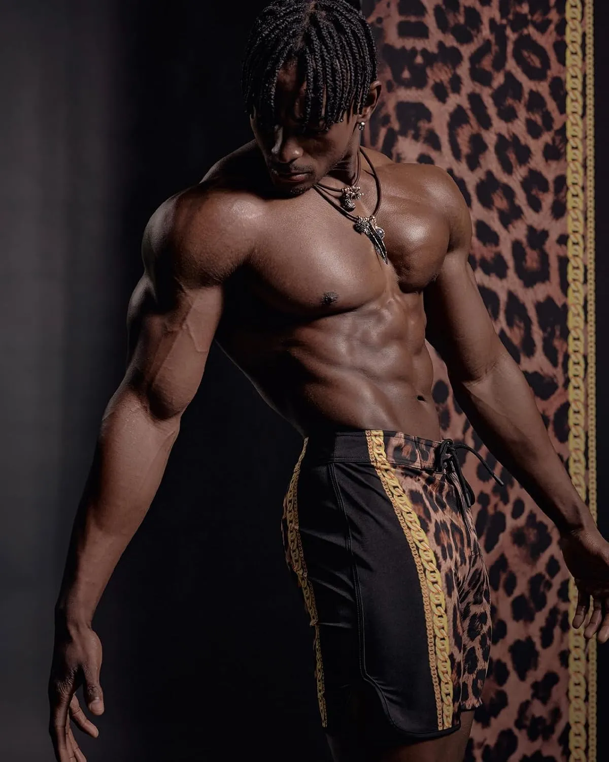 IFBB 15inch Mensphysique Board-Shorts Posing Trunks Competition (Jaguar_Black)