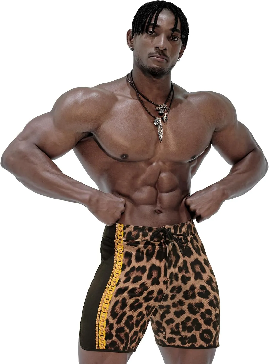 IFBB 15inch Mensphysique Board-Shorts Posing Trunks Competition (Jaguar_Black)