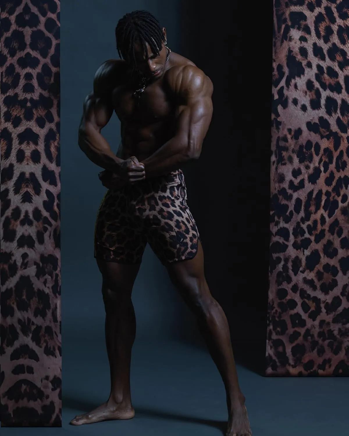 IFBB 15inch Mensphysique Board-Shorts Posing Trunks Competition (Jaguar_Black)
