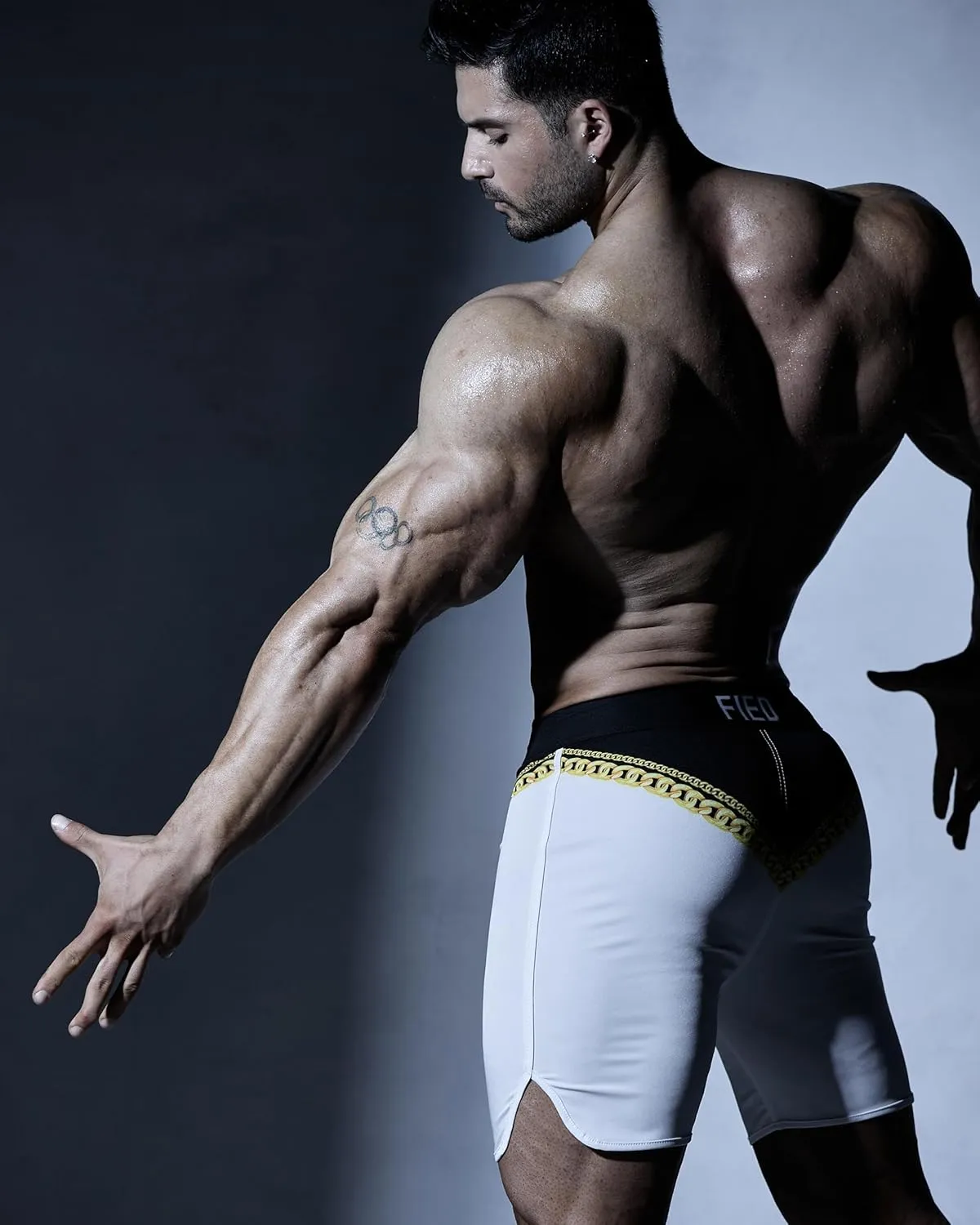 IFBB 15inch Mensphysique Board-Shorts Posing Trunks Competition (Royal Black)