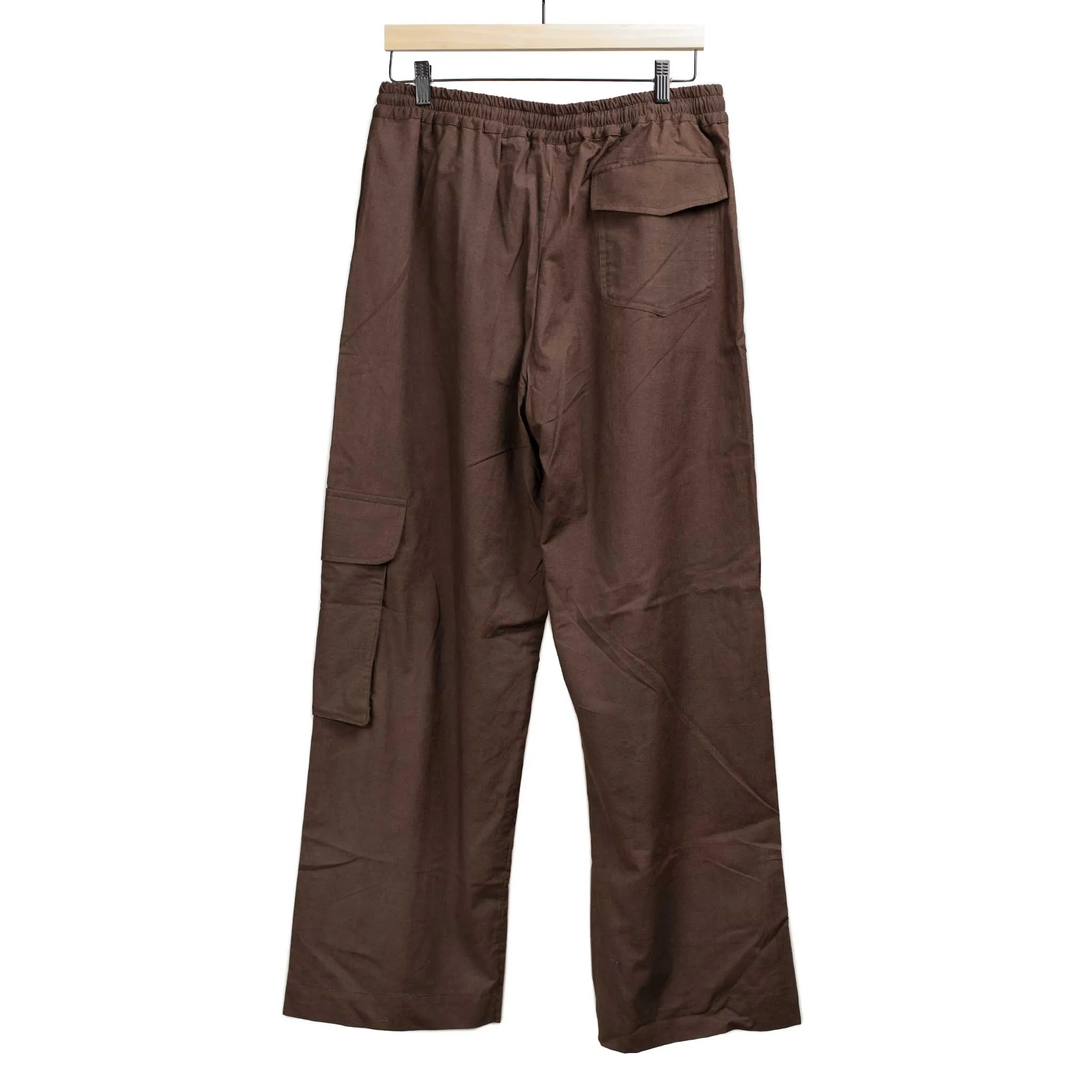 Ikeja drawstring trousers in hand-dyed cocao brown cotton