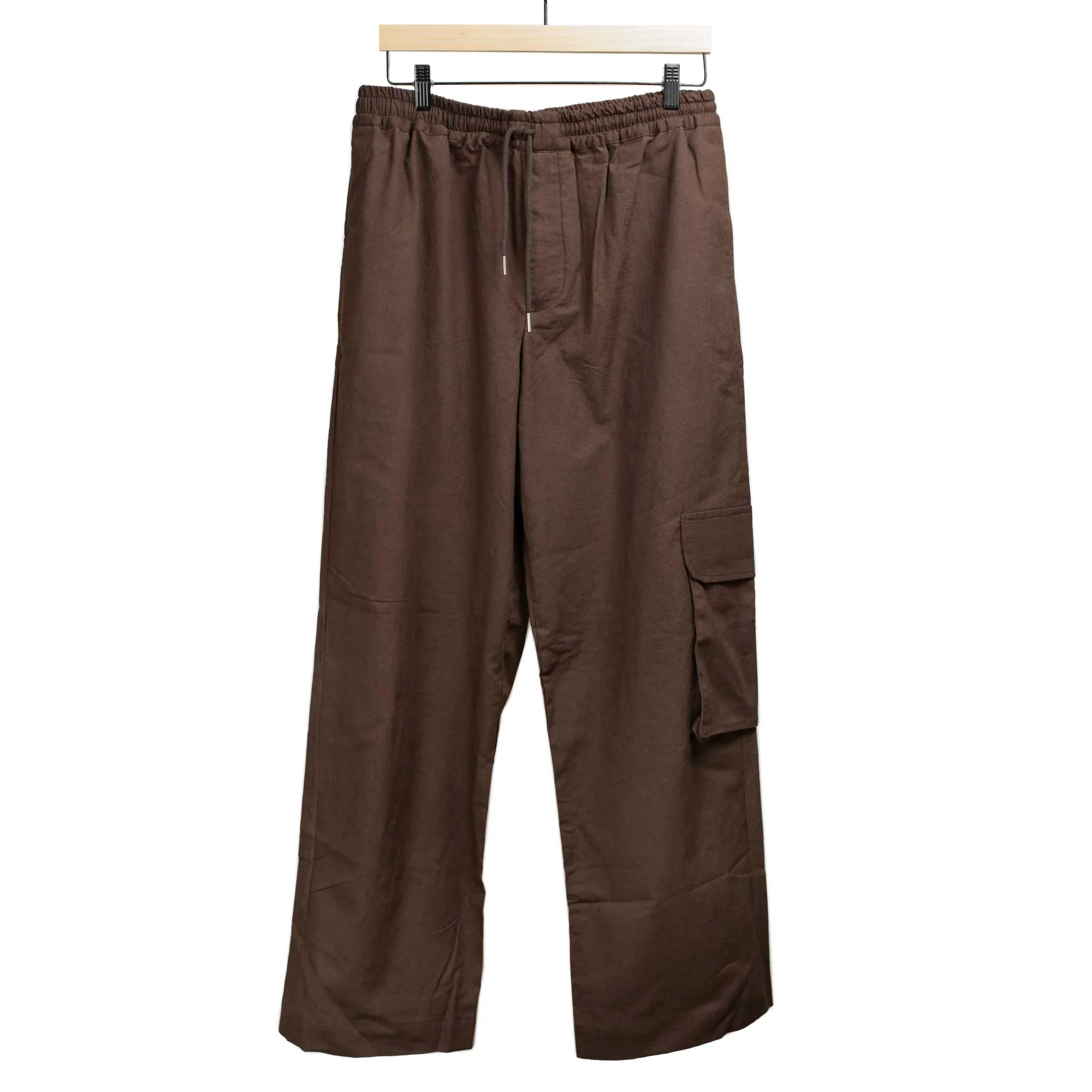 Ikeja drawstring trousers in hand-dyed cocao brown cotton