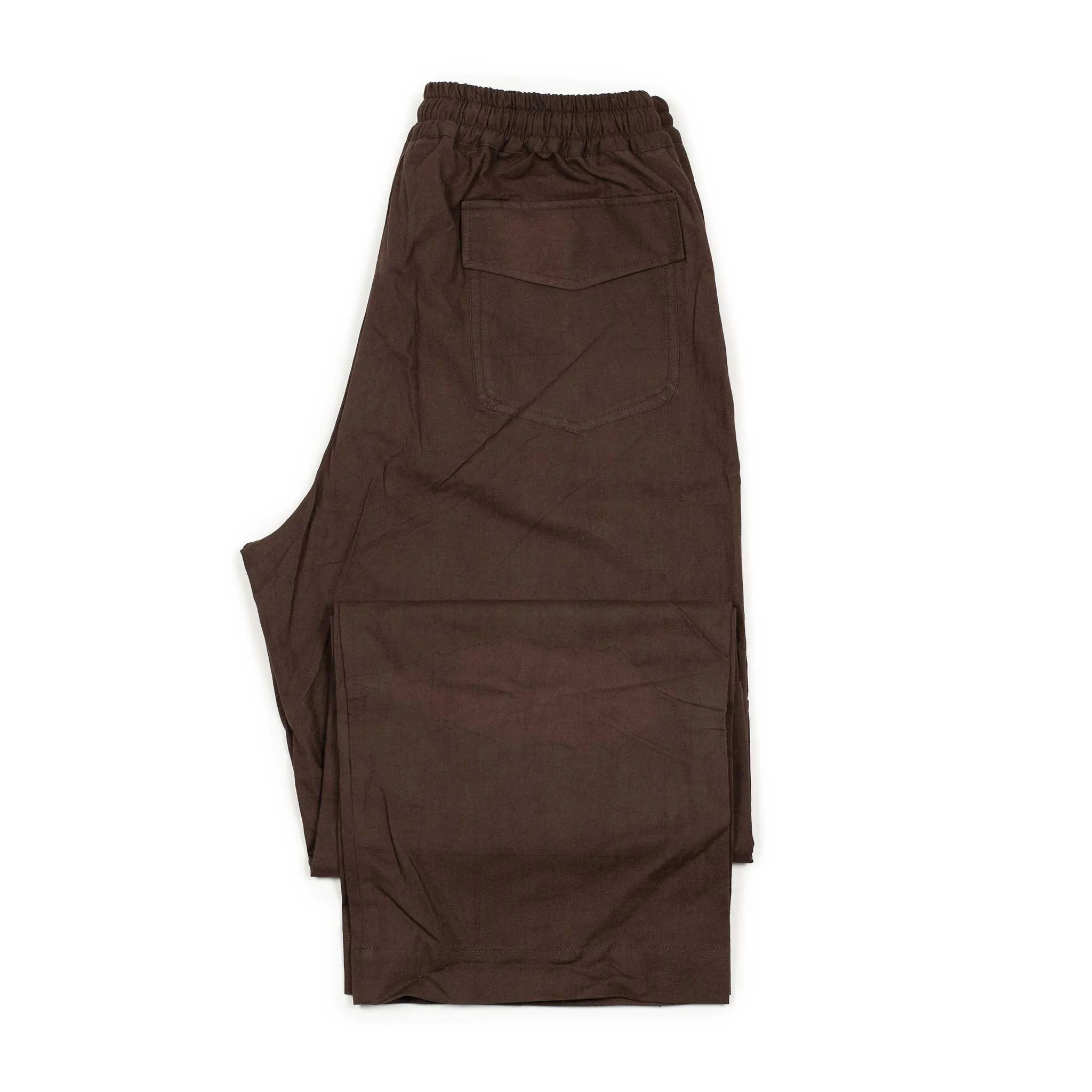 Ikeja drawstring trousers in hand-dyed cocao brown cotton