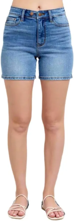 Judy Blue Double Button Mid Rise Denim Shorts