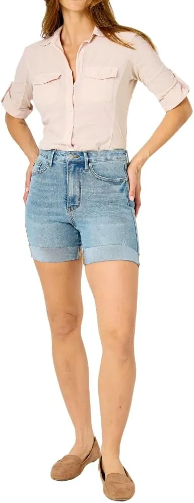 Judy Blue High Waist Tummy Control Cool Denim Shorts