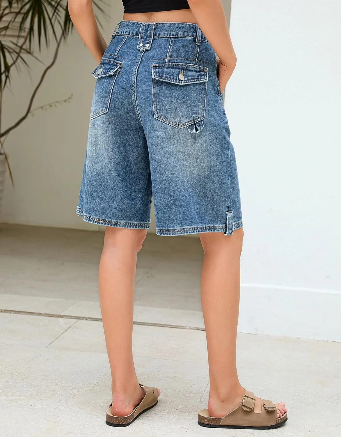 Kedera Women's Baggy Denim Shorts Loose Bermuda Trendy High Waisted Casual Y2K Jeans Short