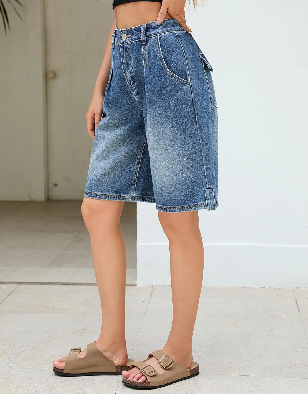 Kedera Women's Baggy Denim Shorts Loose Bermuda Trendy High Waisted Casual Y2K Jeans Short