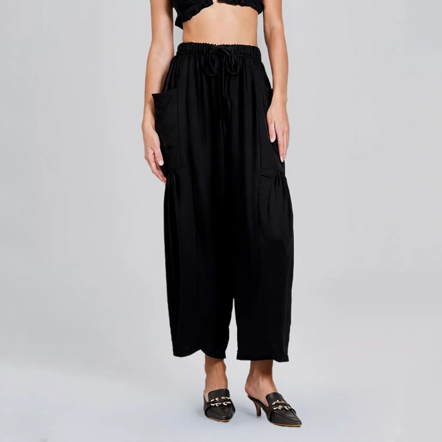 Linen Pants for Women Fashion 2025 Casual Lightweight Drawstring Elastic Waist Pants Solid Trousers with Pockets
