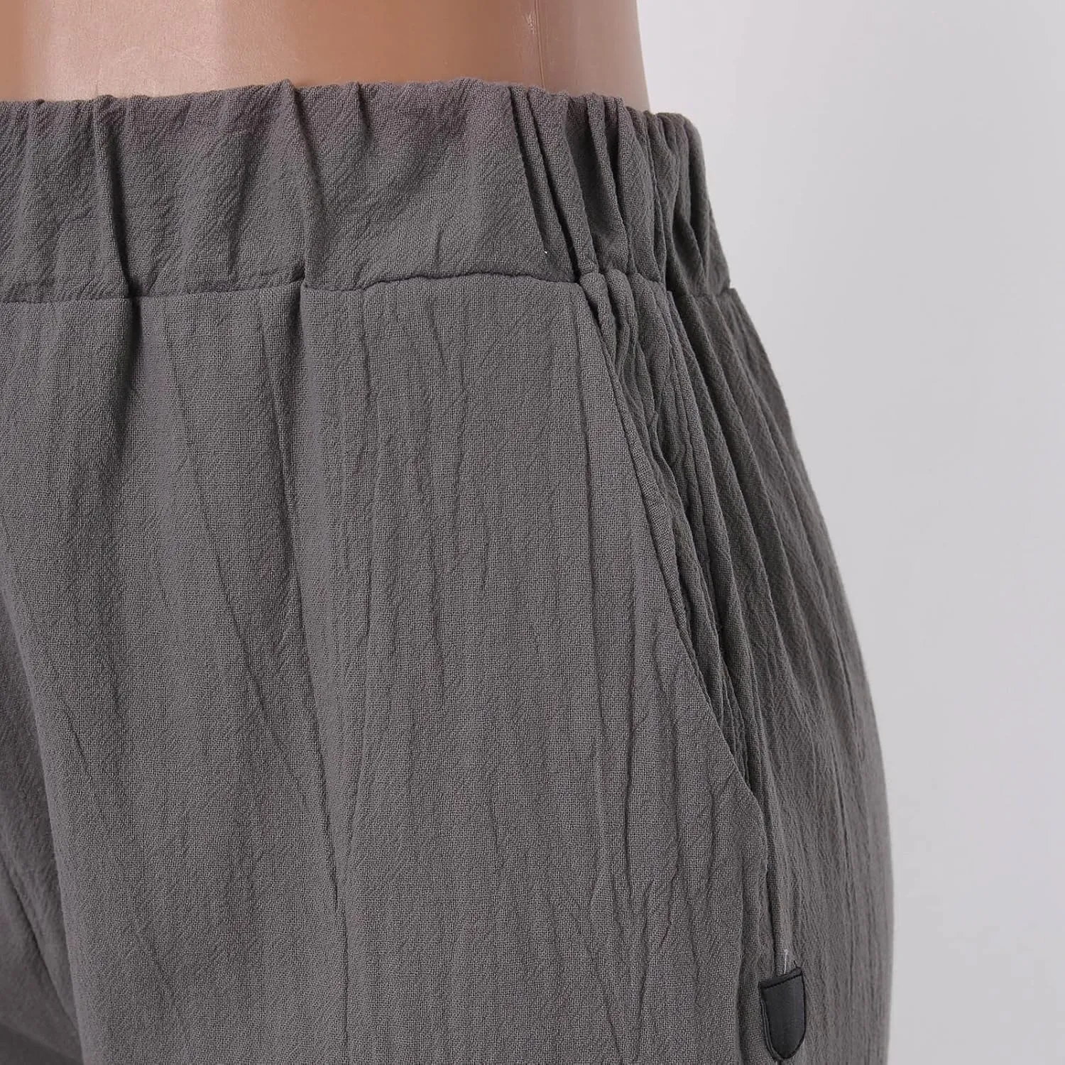 Linen Pants for Women Summer Casual Loose Beach Pant Lightweight High Waist Cropped Baggy Trousers with Pockets