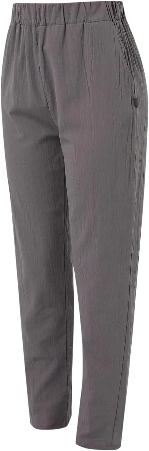 Linen Pants for Women Summer Casual Loose Beach Pant Lightweight High Waist Cropped Baggy Trousers with Pockets