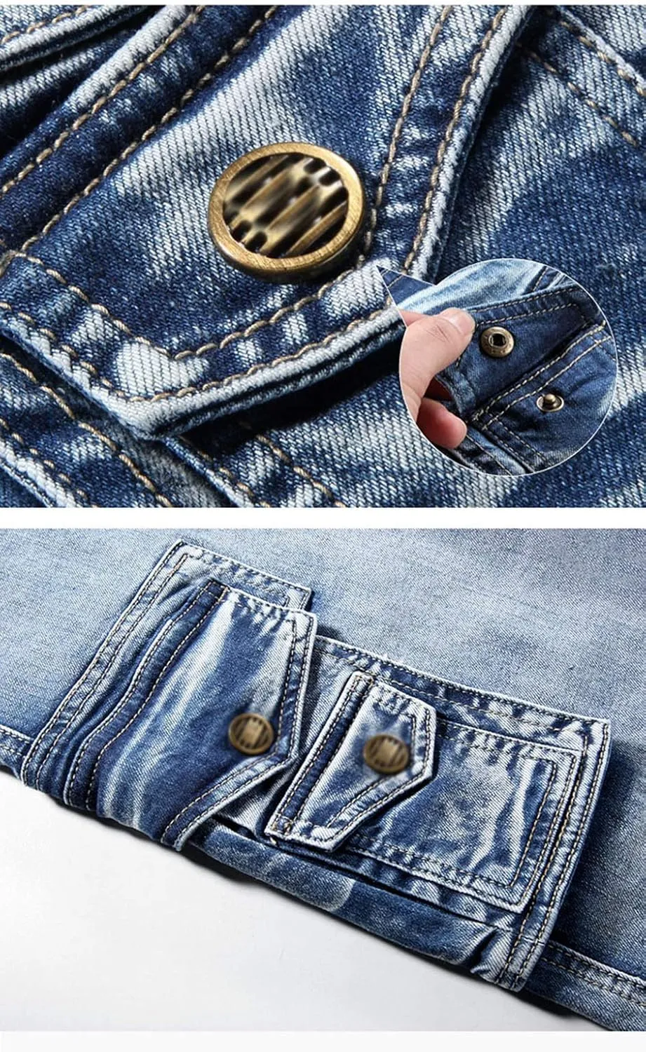 Men`s 3/4 Cargo Denim Shorts Biker Jeans with Multi Pockets